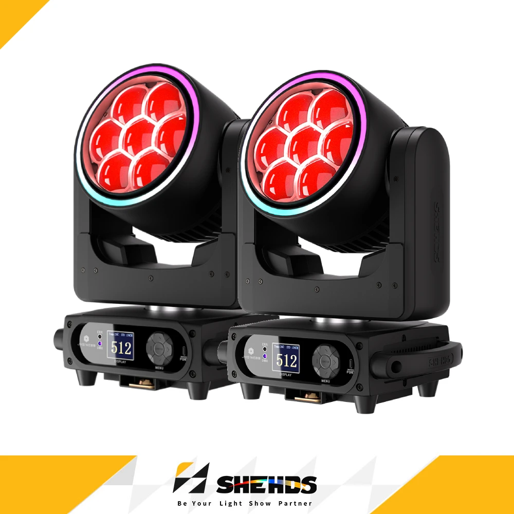 SHEHDS LED Beam 7x40W RGBLAC Wash Zoom Testa Mobile per DJ, Discoteca, Matrimoni, Concerti, Natale, Halloween, Teatro