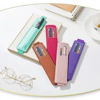 Pu Leather Pen Bag Elastic Buckle Book Notebook Fashion School Pen Case for Office Meeting Easy Carry Office Student Stationery 4