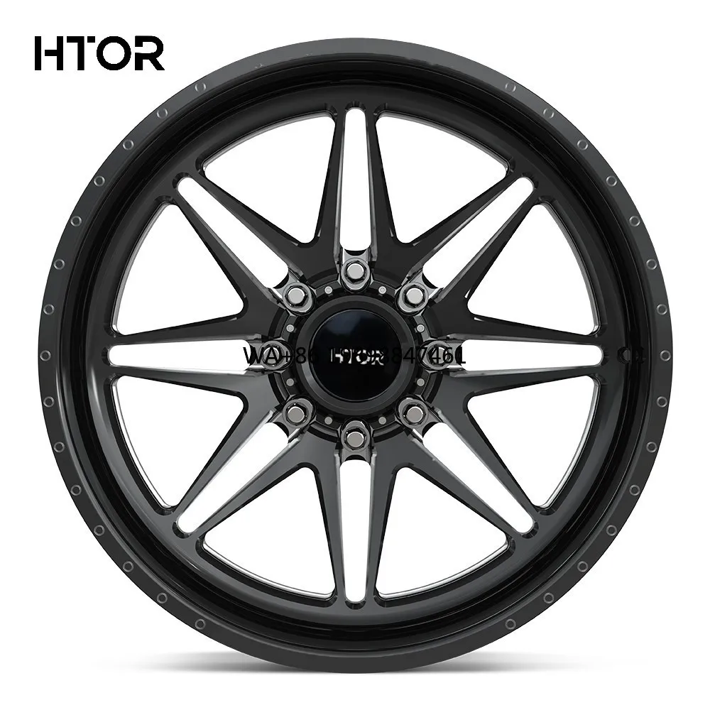 

HTOR 20x10 22x12 24x14 8x165.1 8x170 H Spoke Forged Off Road Pickup Truck Wheels Gloss Black Milled for 3500 Lariat 2500HD