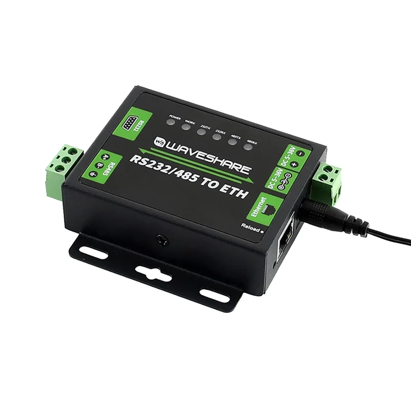 RS232/RS485 to Network Port Module Dual Serial Port ETH RJ45 Industrial Grade Double-sided Transparent Transmission EU Plug