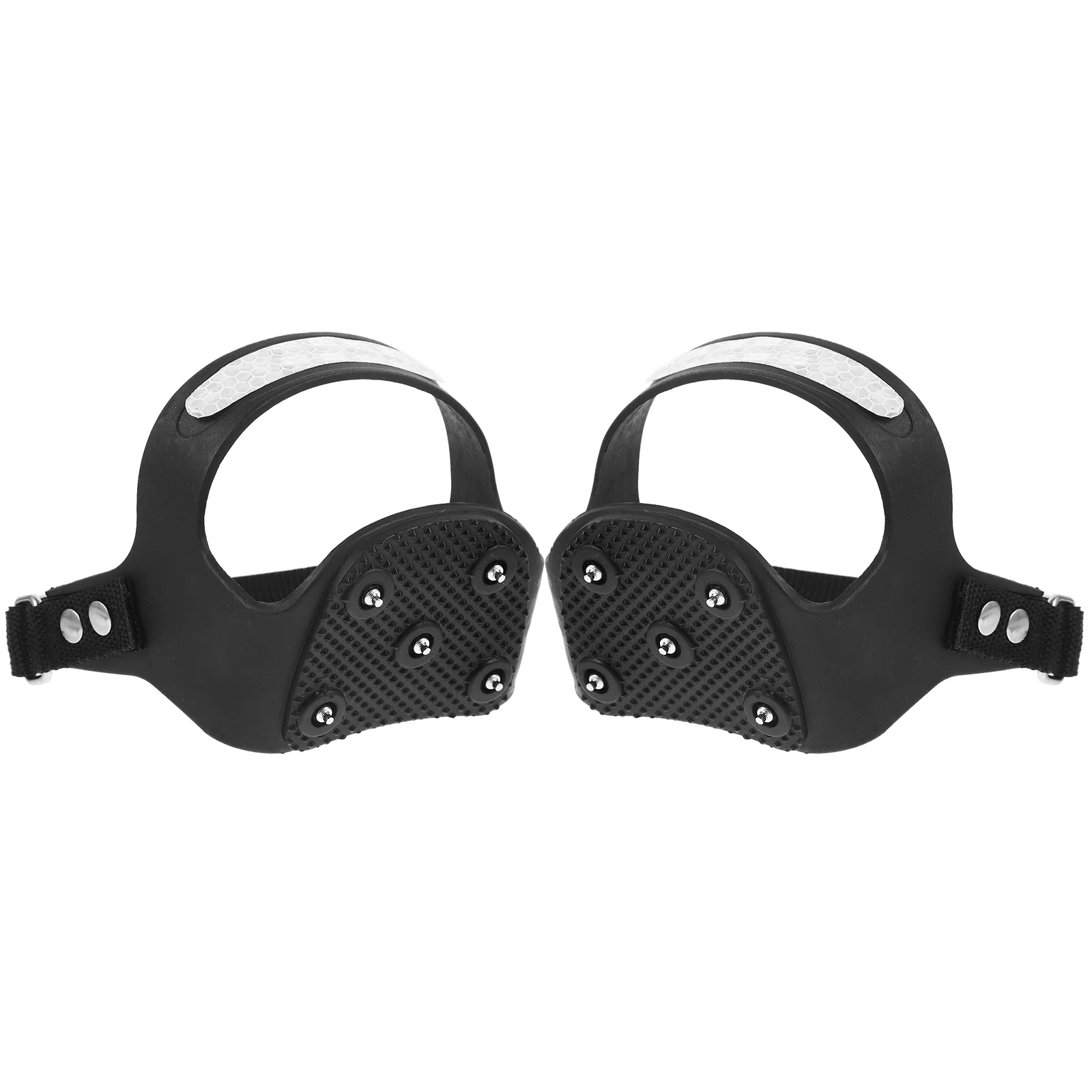 1 Paar 5-Zahn-Silikon-Spikes, rutschfeste Steigeisen zum Wandern, Spazierengehen, Klettern auf eisigem Schnee, Gelände, Schwarz, XL43–45