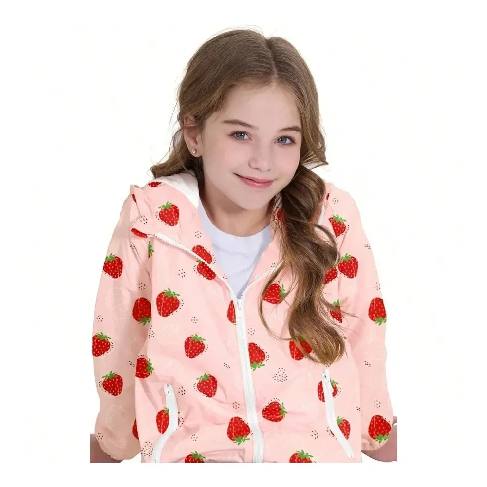 

Lightweight Girls Rain Jacket Hooded Windbreaker WaterResistant Girls Outerwear Jackets And Coats For 410Y