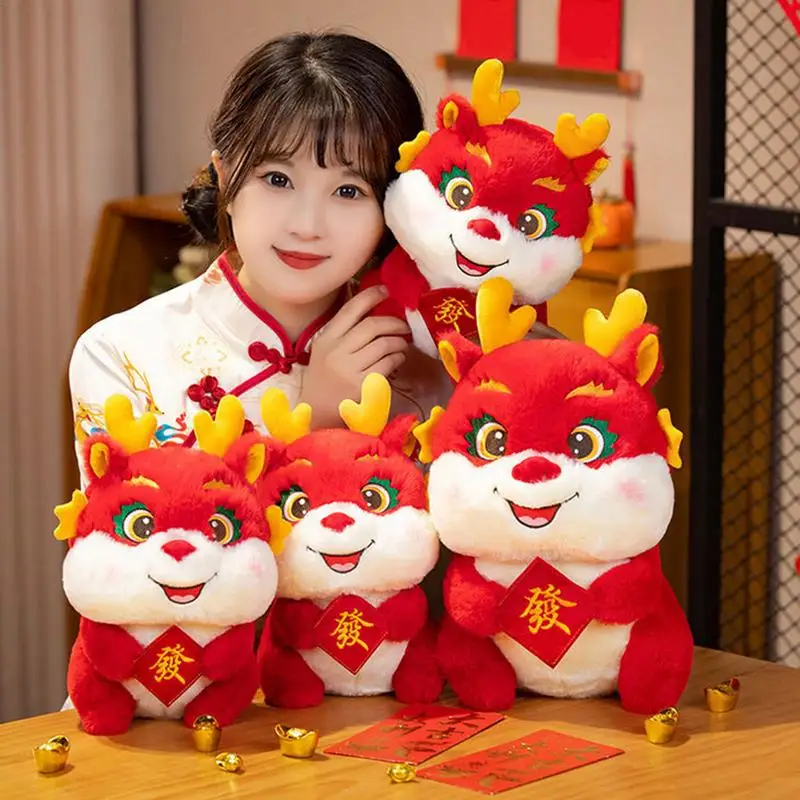 New Year Dragon Plush Cute Lunar New Year Dragon Plush Toy Dragon-shaped Rag Doll Children's Doll Birthday Dragon Decor New Gift