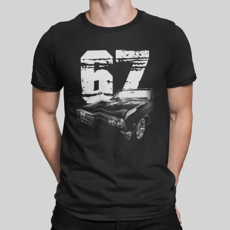 1967 Chevy Chevelle Silhouette Front Side View With Year T Shirt 2024 Men T Shirt Casual  Car fans Logo Enthusiast T-shirt Graph