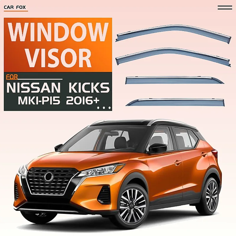 

For Nissan Kicks 2016-2023 Car Window Visor Rain Sun Shade Side Deflector Auto Accessories