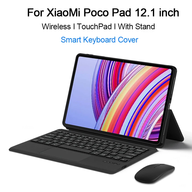 

Wireless Touchpad Magic Keyboard Case For Xiaomi POCO Pad 12.1 inch 2024 Stand Cover Spanish Arabic Portuguese French Russian