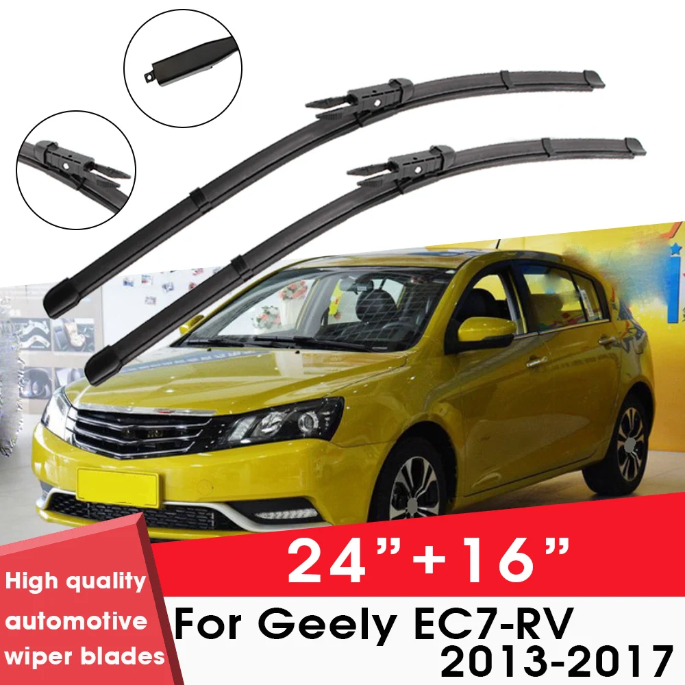 

Car Wiper Blade Blades For Geely EC7-RV 2013-2017 24"+ 16" Windshield Windscreen Clean Naturl Rubber Cars Wipers Accessories