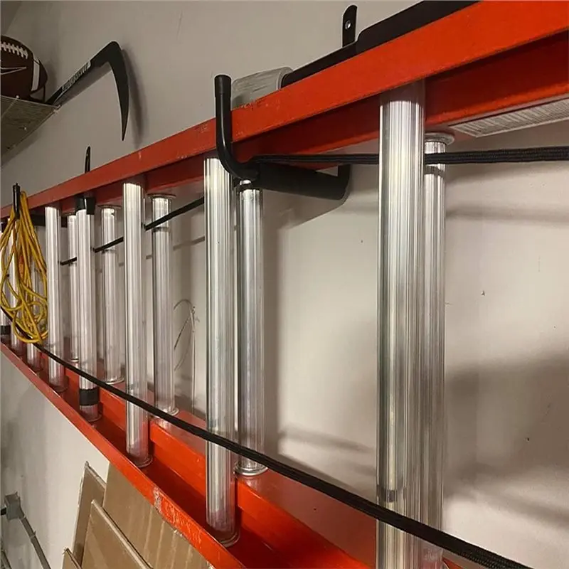 Garage Storage Ladders 6 Hooks, 9.8 Inch Wall Mount Rack, Pack Heavy Duty Utility Hanger, Holds 50 Pounds