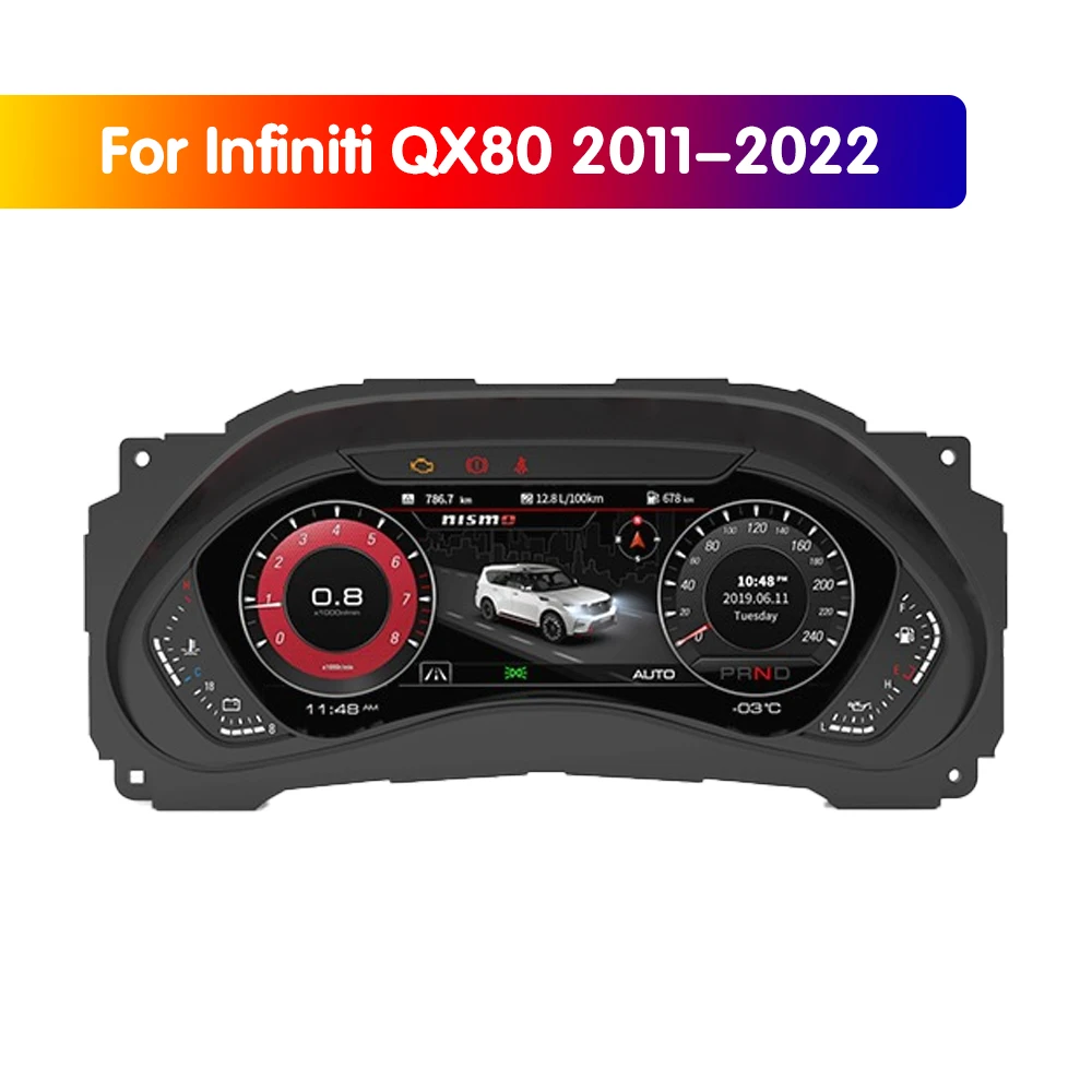 Krando Car Digital Cluster For Nissan Armada Patraol Y62 Infiniti QX80 2011 - 2022 Dashboard Panel Virtual CockPit Speedometer