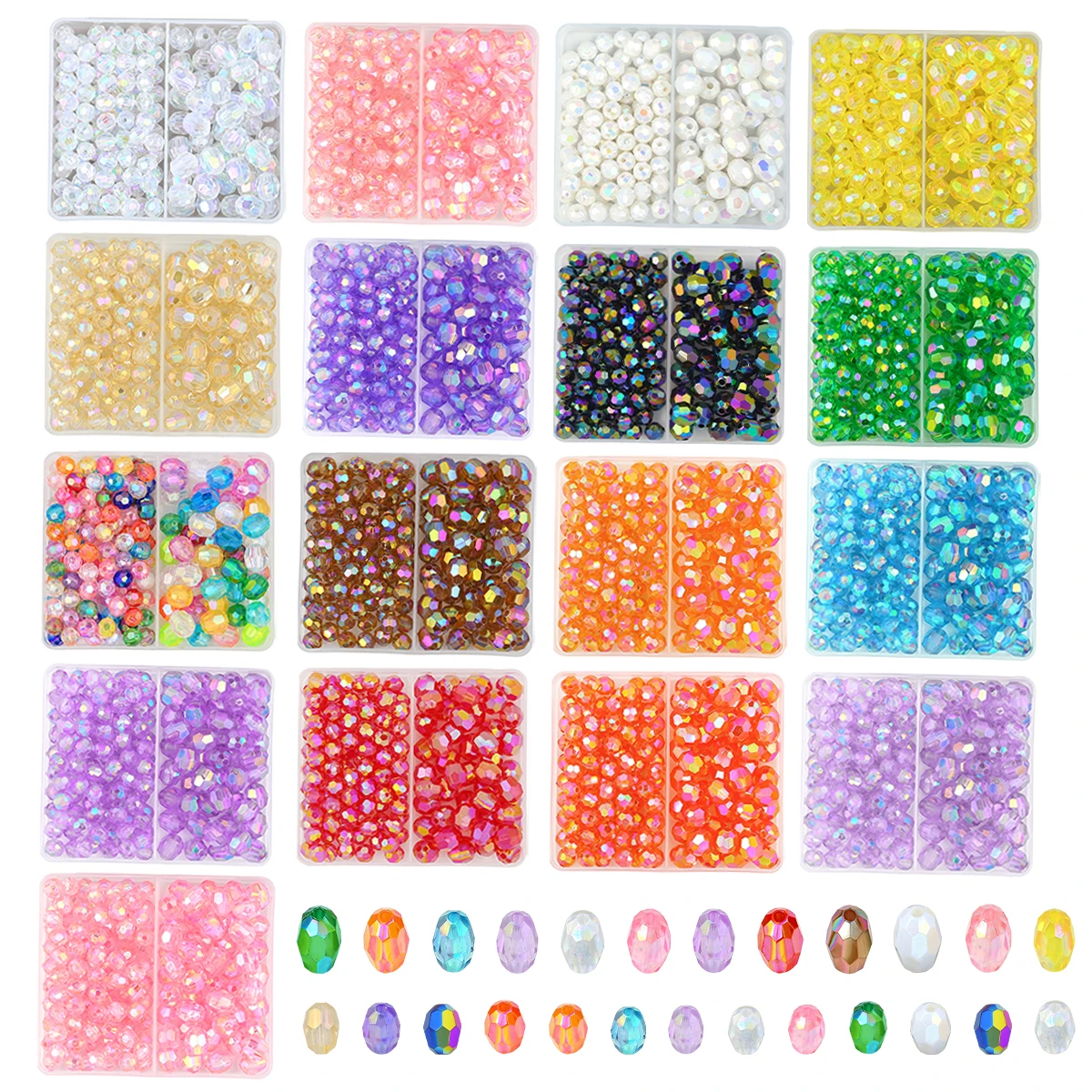 6-8mm 100-150pcs Acrylic Assorted color double faceted beads Spacer Loose Beads Jewelry Making DIY Bracelets Necklaces Accessori