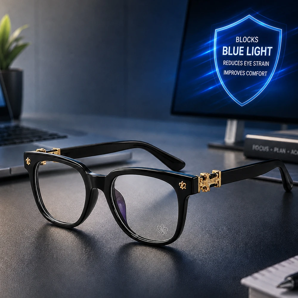 Klassische Eckige Anti-Blaulicht-Brille für Männer und Frauen Luxuriöse Goldmetall-Scharniere Computer-Lesebrille Gegen Augenermüdung