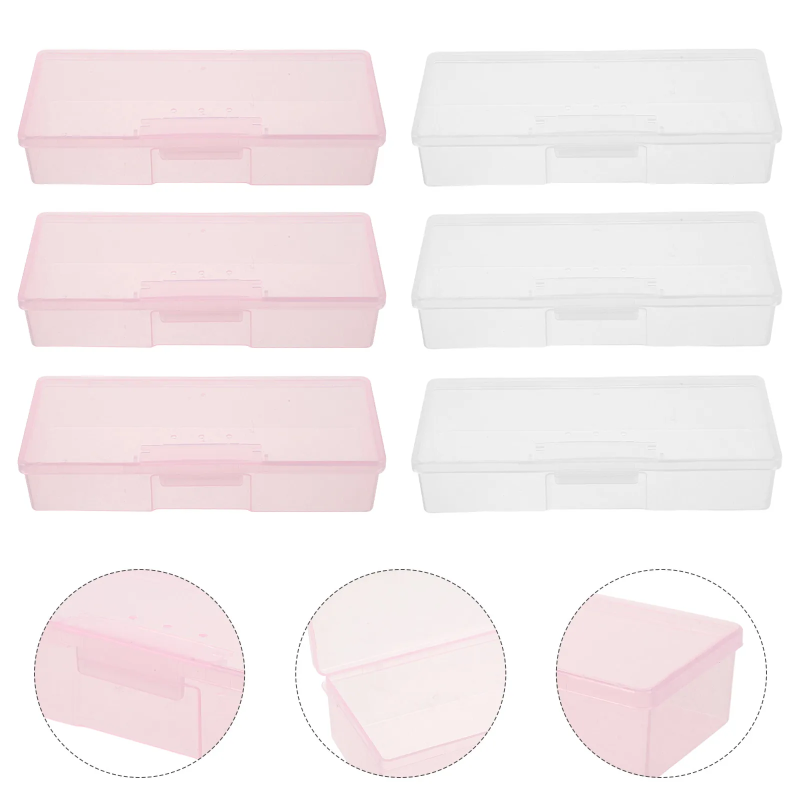 

Набор из 6 прозрачных контейнеров для хранения инструментов для маникюра и педикюра, портативный пылезащитный органайзер из высокопрозрачного пластика