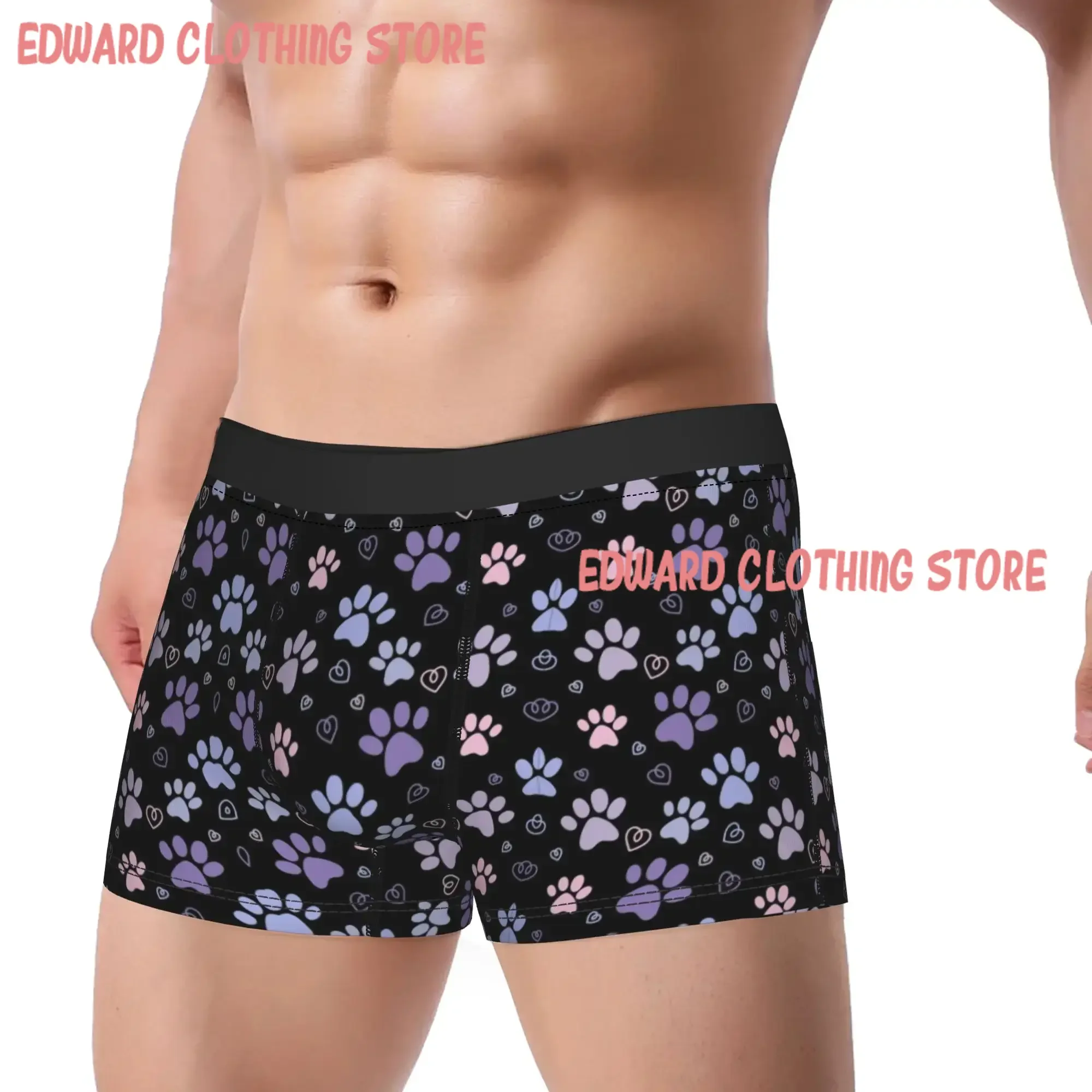 Pet Prints Dog Cat Paw Underwear  Men Shorts Briefs Funny Boxer Shorts Quality Customs Plus Size Underpants