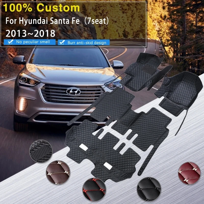 

Leather Car Floor Mats For Hyundai Santa Fe DM NC 2013~2018 7 Seater Waterproof Pads Car Mat Carpet Tapetes Para Car Accessories