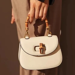 High Quality bamboo Saddle Bag Small Women's Bag New Fashion Leather Shoulder bag Crossbody bag