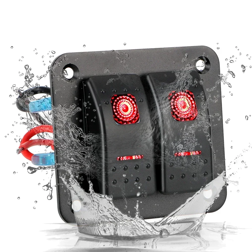 

2-бандовая панель кулисного переключателя, светодиодная водонепроницаемая панель переключателей для автомобилей, морских кемперов, караванов, автоматический выключатель прицепа для путешествий, 12-24 В, новинка