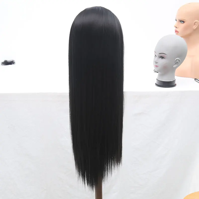 Straight Synthetic Hair 13*4inch Lace Front Wigs Black Color Heat Resistant Fiber Natural Hairline Side Parting For Women Wigs