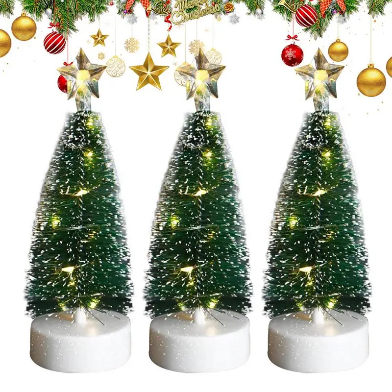 Table Top Christmas Tree Artificial LED Christmas Tree Tabletop Ornaments Small Pre-Lit Warm Home Decor Christmas Supplies For