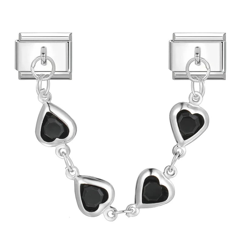 Y2K Cuore nero Stelle Farfalla Occhi Catena Ciondoli italiani Collegamenti Misura Bracciale da 9 mm Acciaio inossidabile Donna Gioielli fai da te Creazione di regali