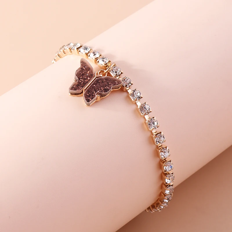 Aihua Neue Glänzende Kubische Tennis-Ketten-Schmetterlings-Armbänder für Frauen Sommer Strand Verstellbare Armbänder Geburtstagsparty-Schmuck – Detail 6