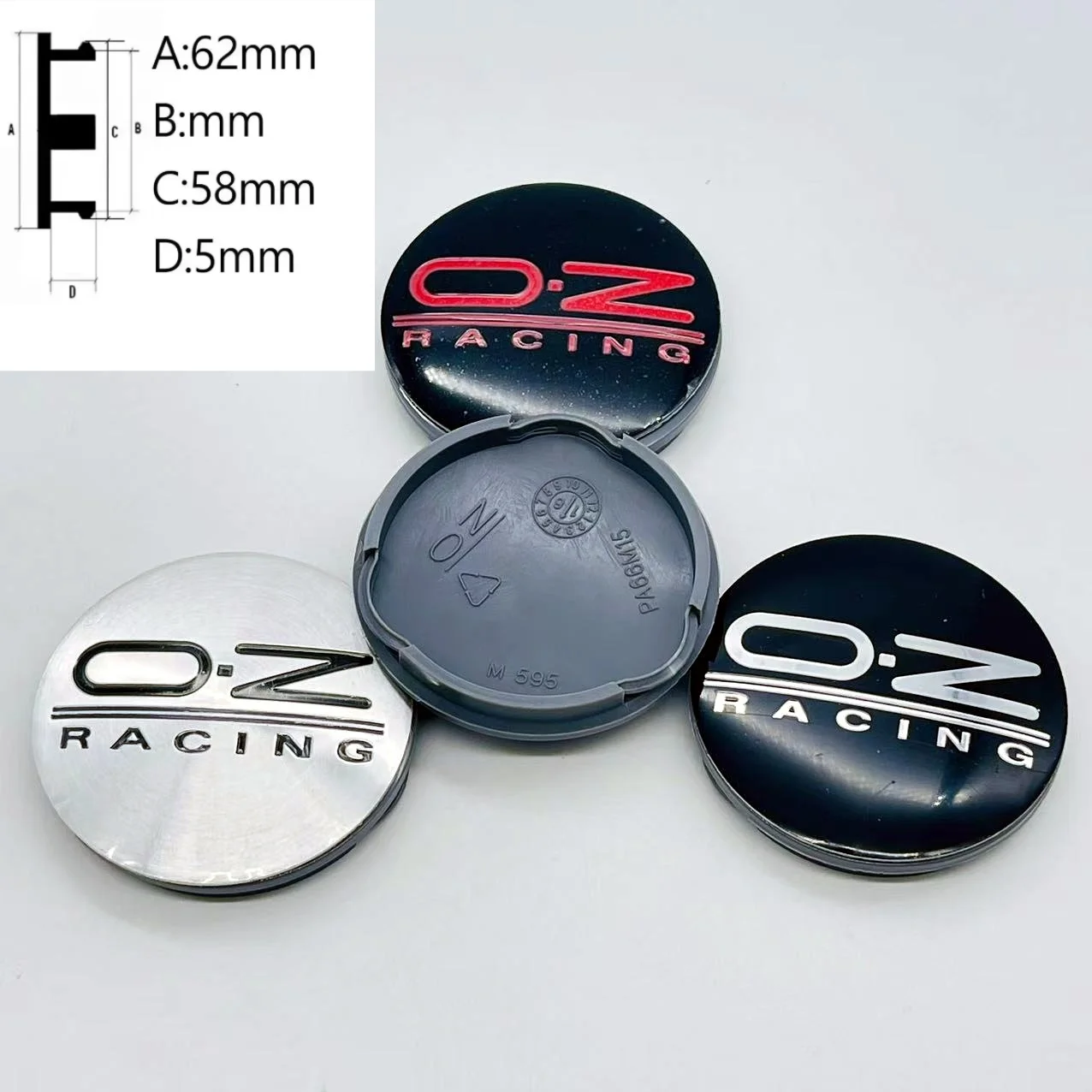Juego de 4 tapas centrales para llantas de coche OZ Racing 62mm M595, cubiertas de tapa central para llantas de aleación O.Z 62 58
