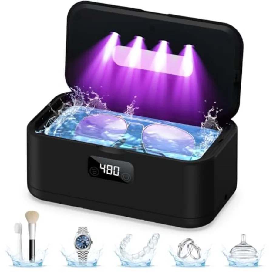 Ultrasonic Jewelry Cleaner 50Khz Jewelry Cleaner Ultrasonic Machine for Jewelry Eyeglasses Rings Watch Strap Dentures 24oz - 30