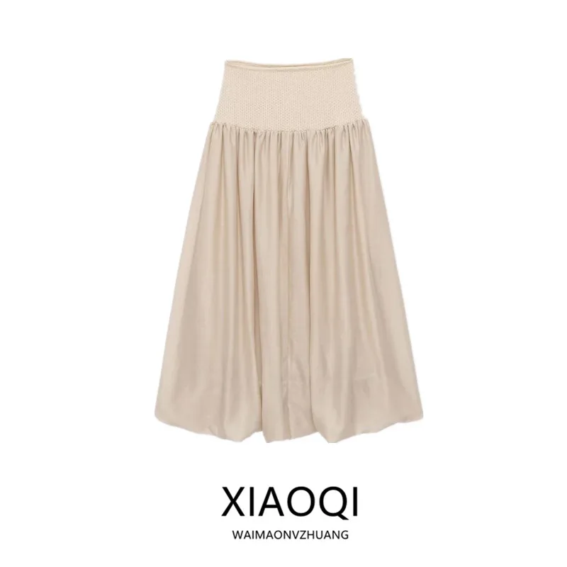 

Spring 2026 New Women's Knitted Half Skirt Patchwork Balloon Silhouette Fashionable mid Waist Design Ladies' Premium Skirt