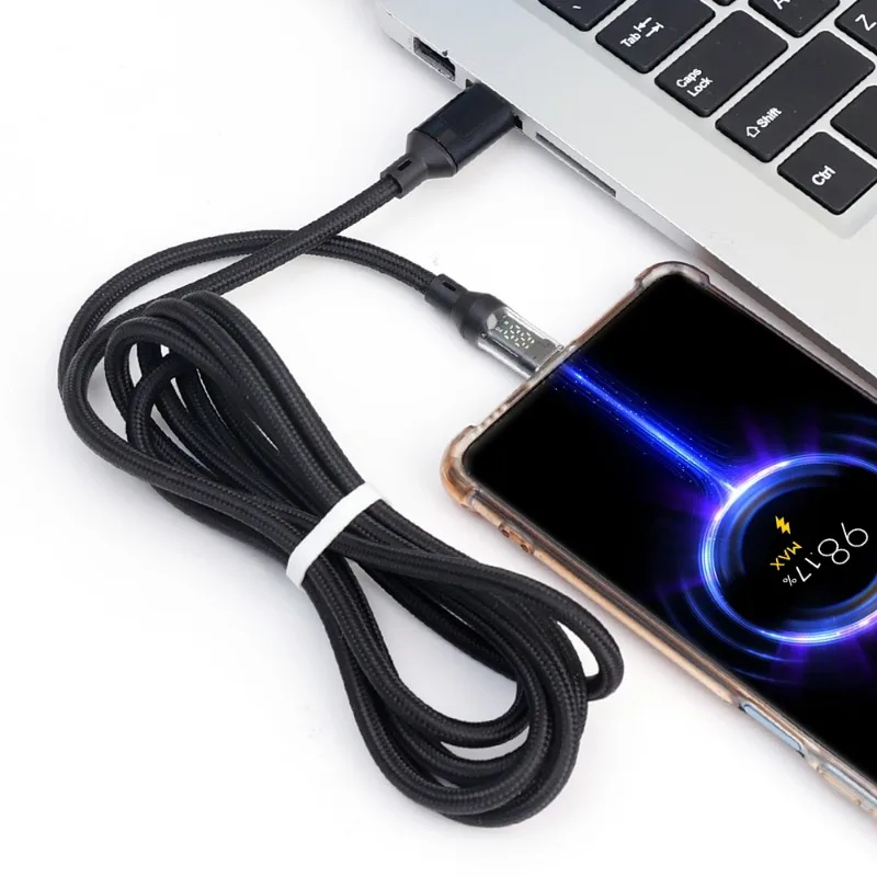 Newest 120W USB To Type C Digital Display Cable Fast Charging 120W USB C Nylon Braided Data Cable for Samsaung Xiaomi HUAWEI