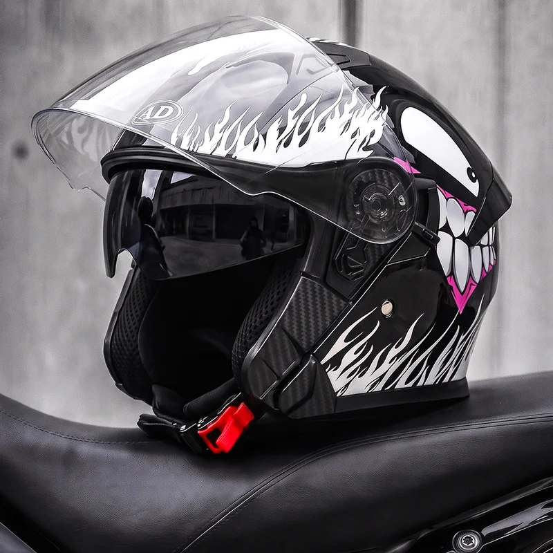Dual Visors DOT Motorcycle Helmets Open Face Helmet Safety Riding Cotton Lined Comfortable Lining Helmet AD Factory Wholesale