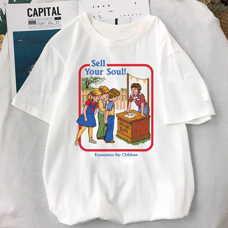 Sprzedam swoją duszę! T-shirt Vintage 90s Classic Satan Demon Funny Supernatural Graphic Tops Women Men Popular Cartoon Streetwear Tee