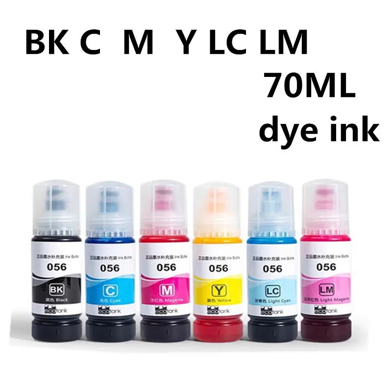 Dye Ink 1Set 6Color 056 057 Color Water Based Bottle Refill Ink for Epson L18058 L8058 70ml/Bottle