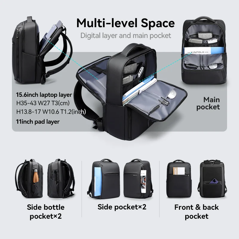 MarkRyden VenturePro: Large Capacity,Business,Travel,Multi-Layer,Multifunctional,YKK Zipper,Laptop Backpack 23L