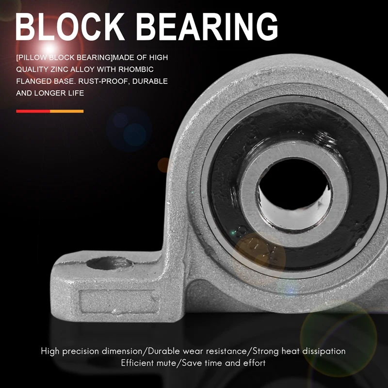 4Pcs KP08 Pillow Block Mounted Ball Bearing (Diameter 8Mm Bore) Zinc Alloy Pillow Block Bearing