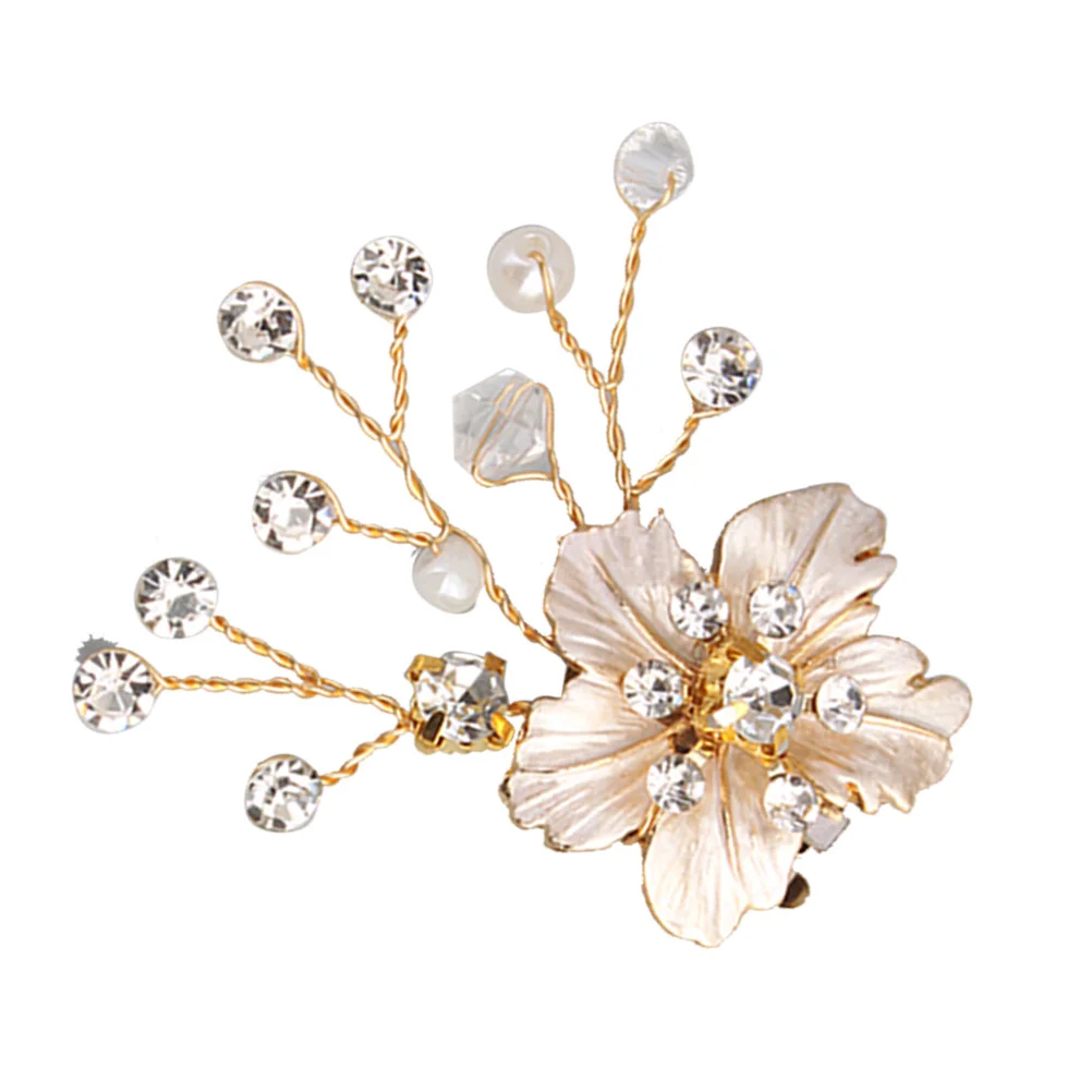 

1 Pair Water Pearl Rhinestone Shoe Buckle Golden Elegant Flower Design For Wedding Party Banquet Flat Boot Sandal Decor Clip