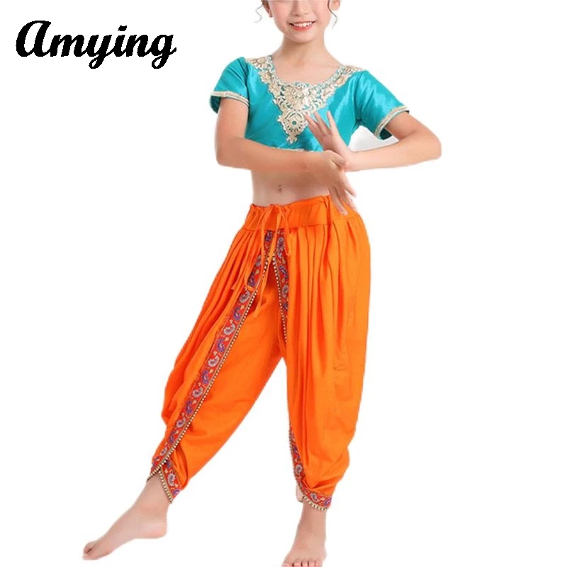 New Children's Group Dance Clothing Dance Performance in Dunhuang Ethnic Style Big Tube Pants New Indian Belly Dance Costume 