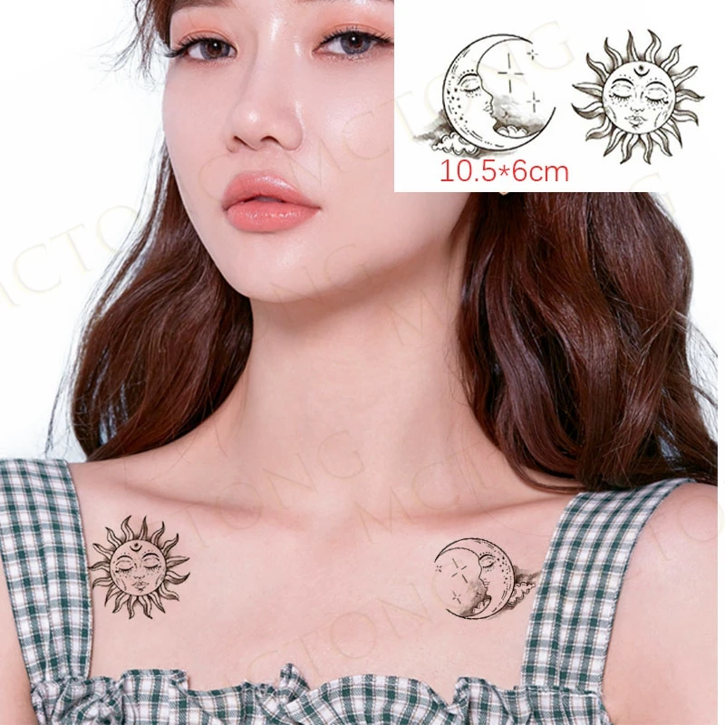 Temporar Tattoo Sticker Red Cute Heart Moon Sun Flower Animal Waterproof Art Water Transfer Fake Tatoo Flash Tatto for Men Women