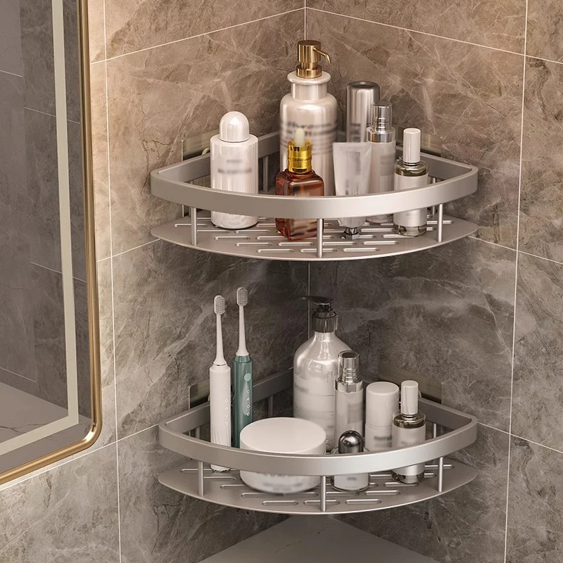 Triangle storage rack, bathroom storage rack, wall mounted toilet corner tray, wall storage rack, no drilling required