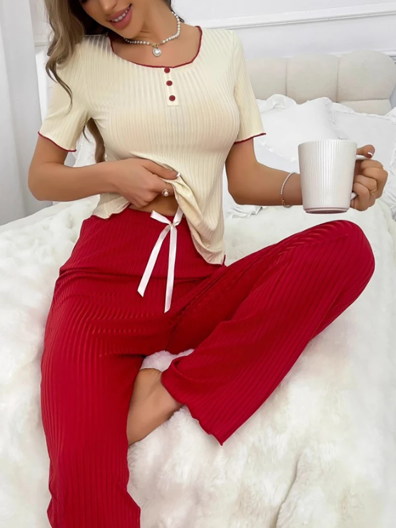 Solid Ribbed Set Women Brushed Fleece Vest & Pants Lounge Set Thermal Loungewear Casual Home Outfit Comfort