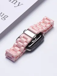 Resin Watch strap for apple watch 40mm band 42 38mm correa candy steel for iwatch series 8 7 6 SE 5 4 40mm 41MM 45MM 49MM Ultra