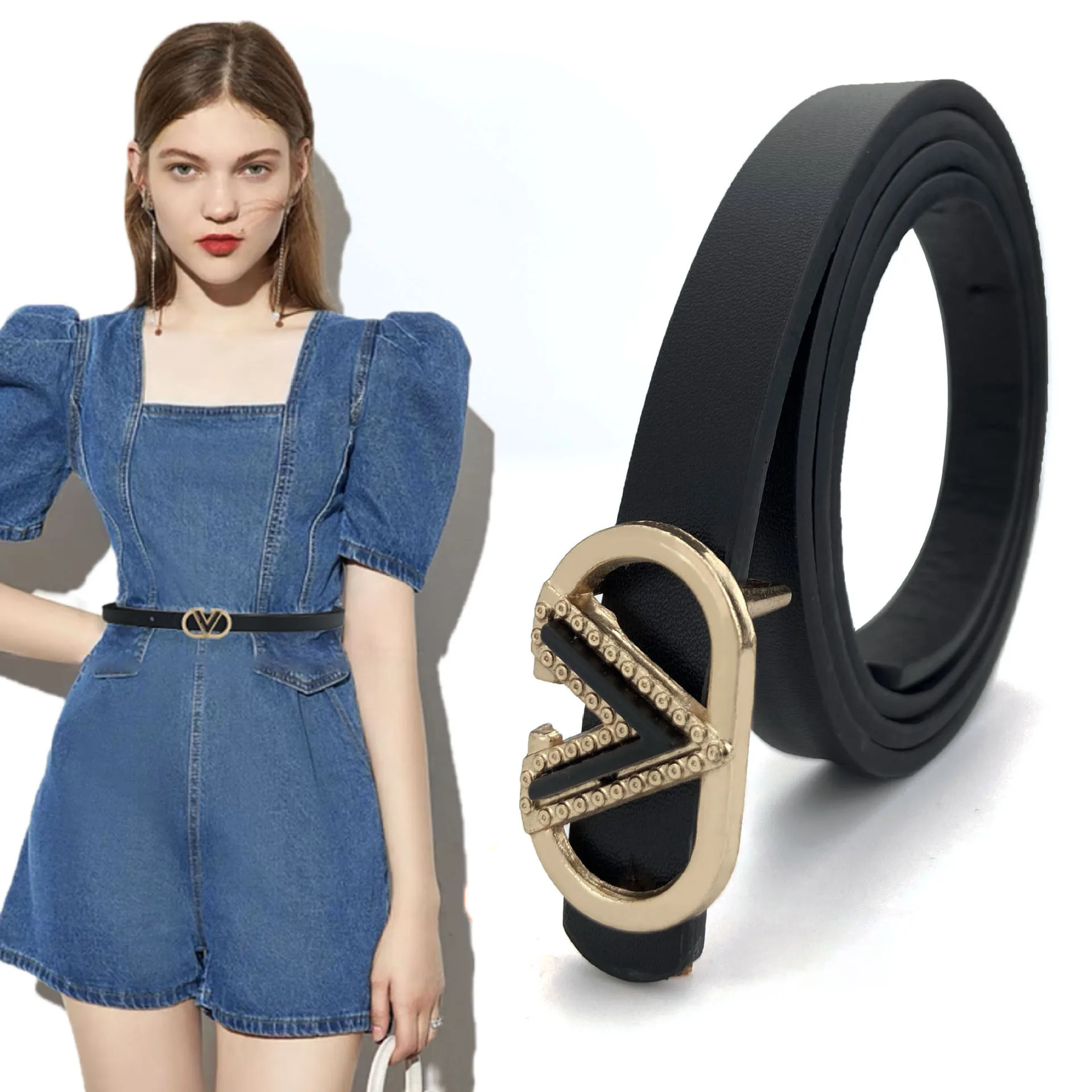 PU Leather Belt for Women Designer Metal Buckle Waist Strap Female Girl Jeans Dress Decoration Waistband