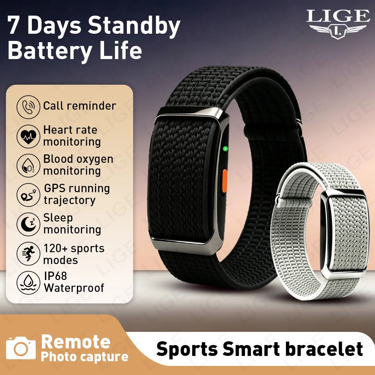 LIGE Men Women Smart Watch 2026 GPS Sports Bracelet Fitness Band Heart Rate SpO2 Stress Monitor Waterproof Multifunction Watches