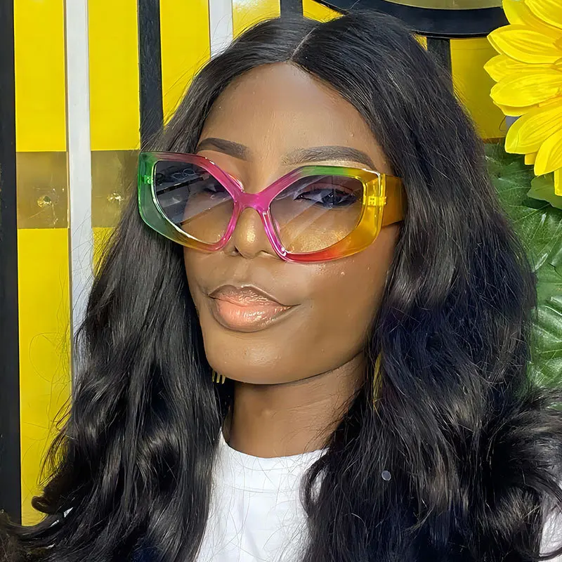 Oversized Rainbow Cat Eye Sunglasses Women for Men Luxury Brand Designer Vintage Sun Glasses Popular Big Frame Eyeglasses