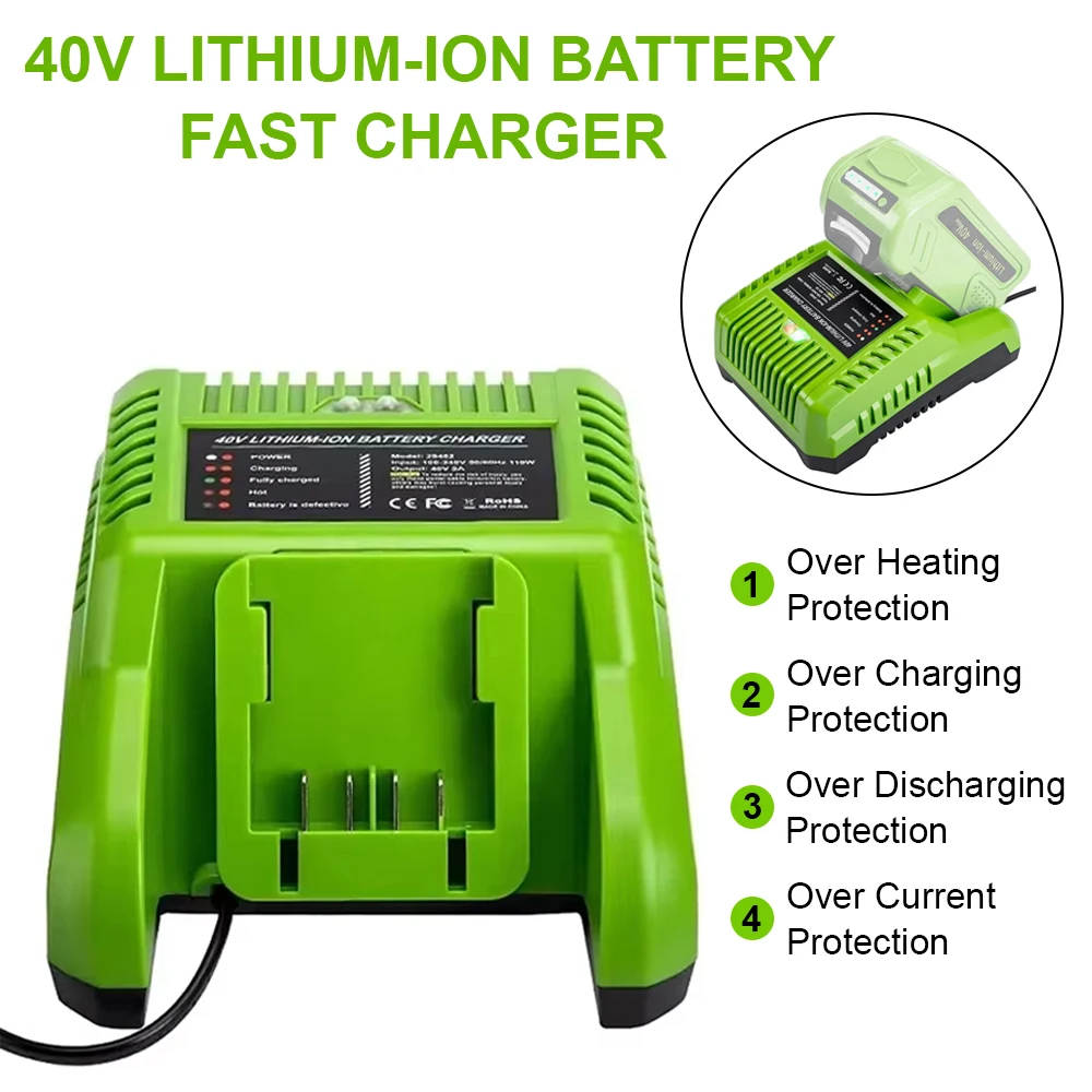 For GreenWorks 40V Lithium Battery Charger For GreenWorks 40V Li-ion battery29472 ST40B410 BA40L210 STBA40B210 29462 20262 29282