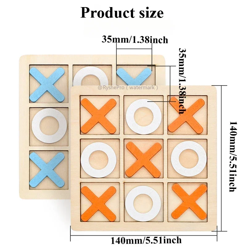 Tic Tac Toe Wooden Board Game for Classical Family Game Children's Puzzle Xo Chess Blocks Games Dementia Activities for Seniors