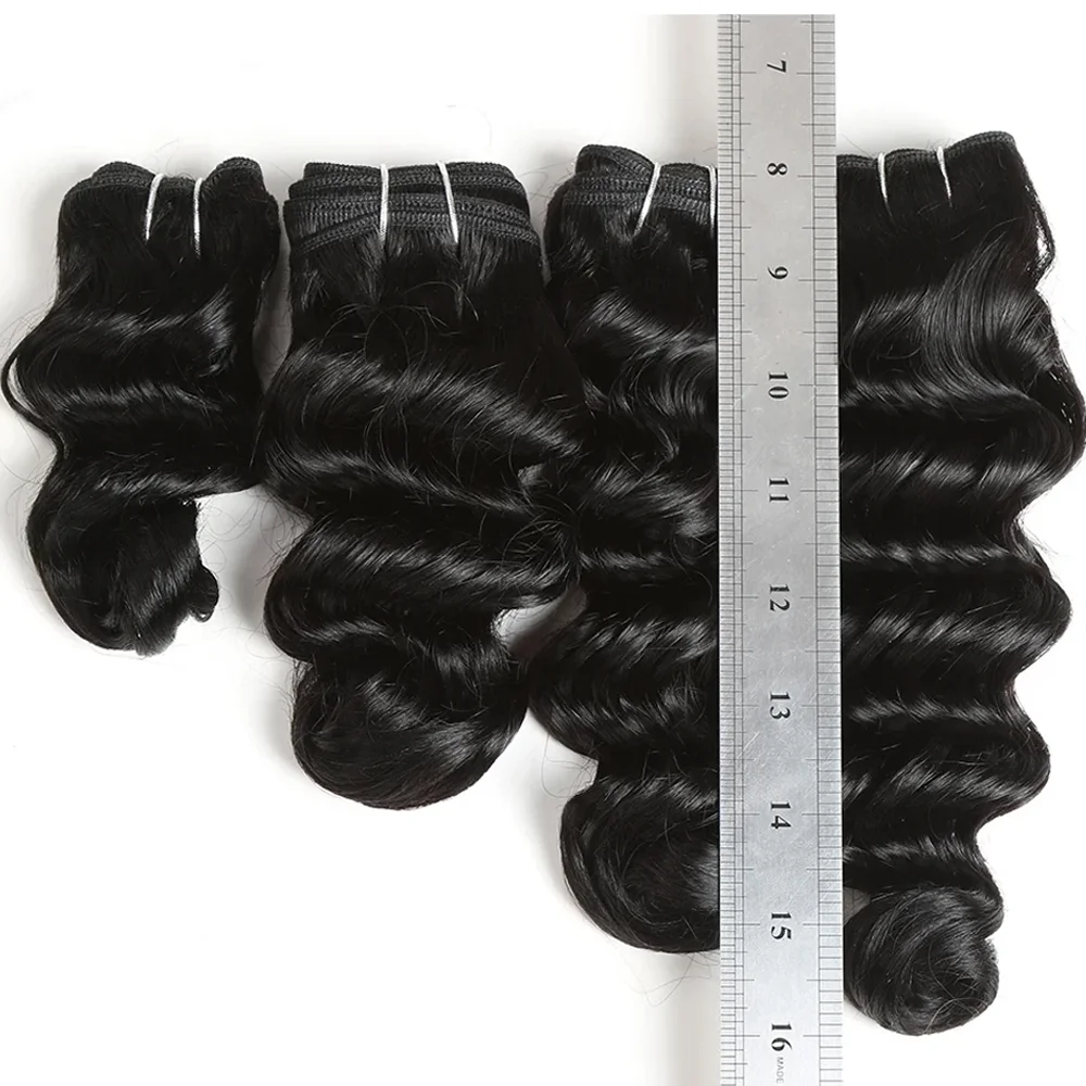 4 Pcs Pack Sale Loose Wave Brazilian Hair Weave Bundles 8-14 Inch Human Hair Bundles For Women 190Gram