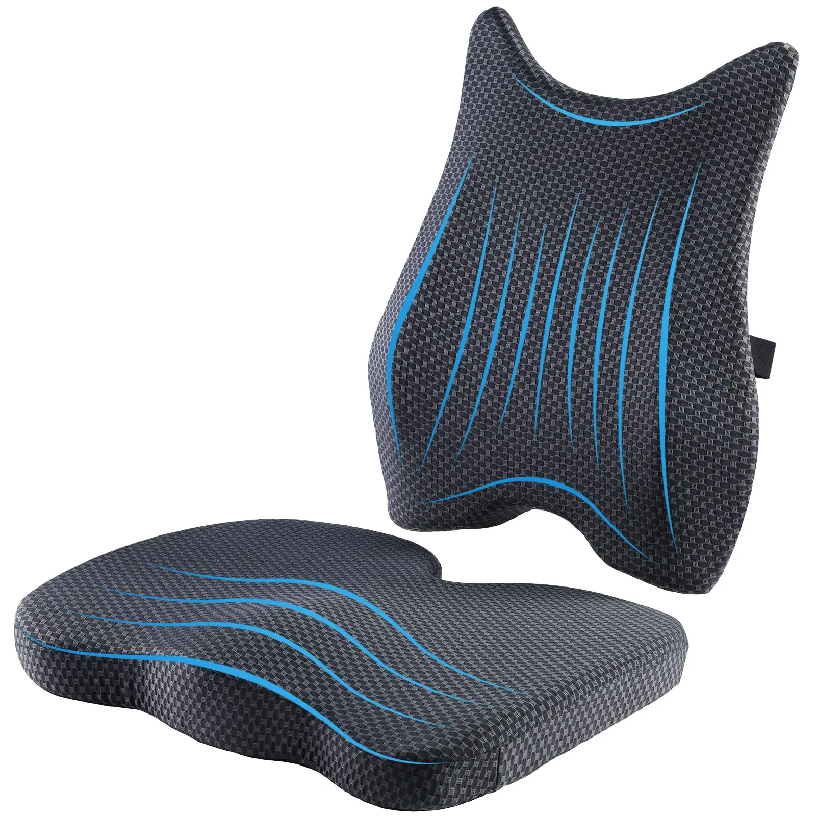 

Memory Foam Seat Cushion And Lumbar Support Pillow For Office Chair Car Wheelchair Travel