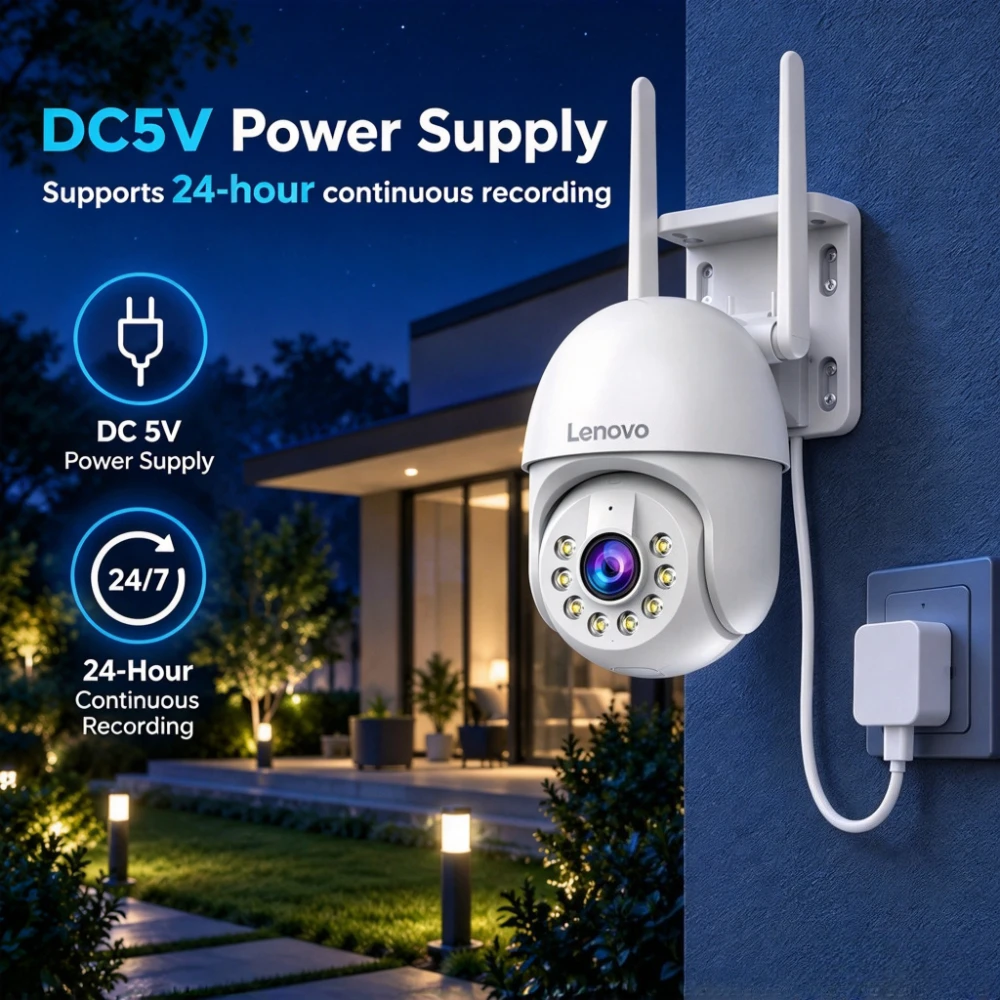 Lenovo 5MP Outdoor IP-Kamera, IP66 wasserdicht, WLAN, Zwei-Wege-Audio, Sicherheitsüberwachungskamera, Bewegungsalarm, HD-Farb-Nachtsicht – Detail 9