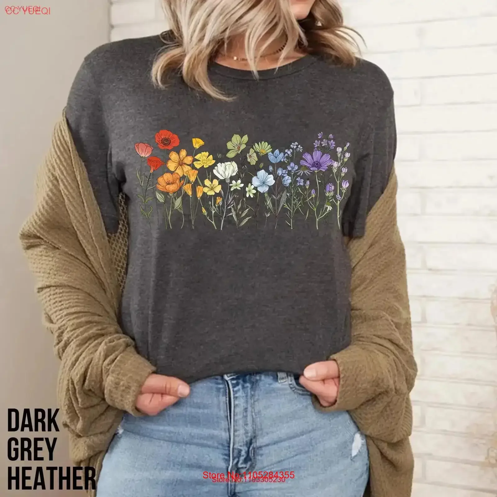 Bella Canvas Lgbt Wildflowers T Shirt Gay Flower Rainbow Pride Month Lesbian Tran vintage Washed graphic Top For Everyday Wear