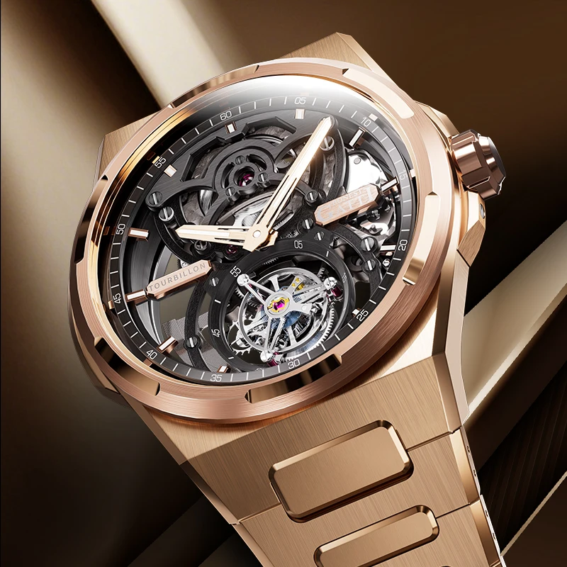 

BONEST GATTI New Infinity Series Tourbillon Automatic Mechanical Skeleton Watch Stainless Steel Strap Men Wristwatch