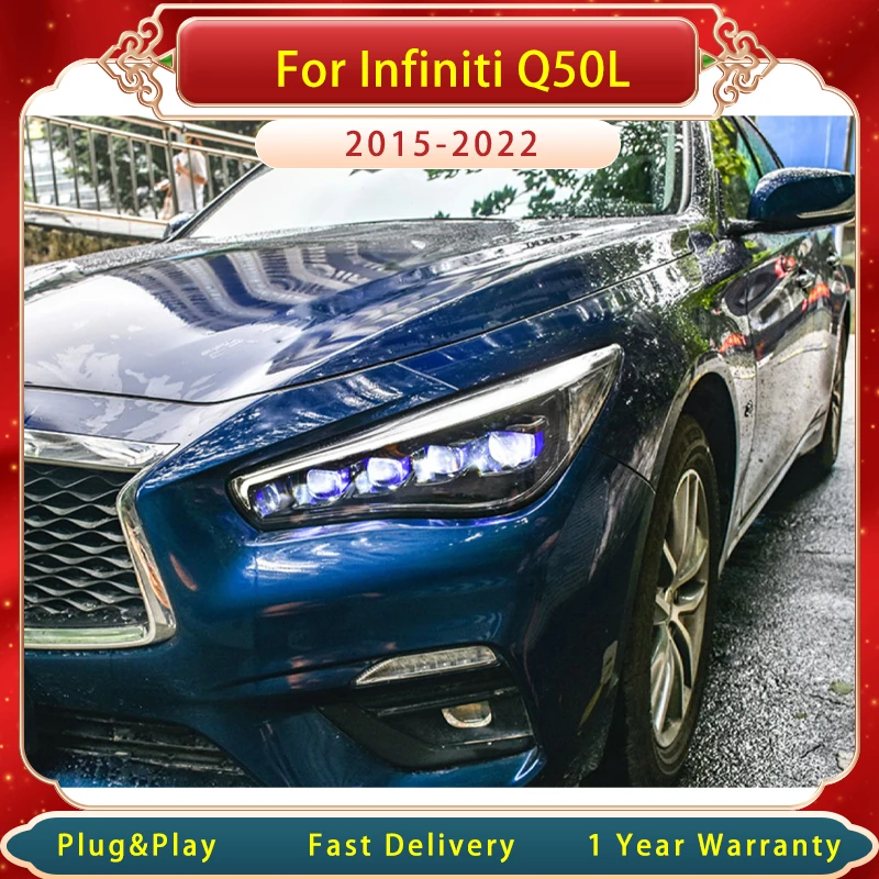 

Для Infiniti Q50L передние фары 2015-2022 головные лампы улучшенная версия искусственный синий стартер DRL обновление новый дизайн головка в сборе